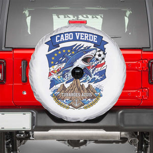Cabo Verde Tubarões Azuis Soccer Pride Spare Tire Cover Cape Verde Blue Sharks Football Fans TS02 White Print Your Wear