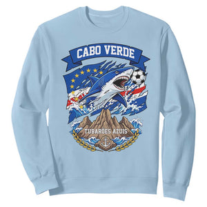 Cabo Verde Tubarões Azuis Soccer Pride Sweatshirt Cape Verde Blue Sharks Football Fans TS02 Light Blue Print Your Wear