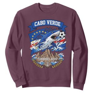 Cabo Verde Tubarões Azuis Soccer Pride Sweatshirt Cape Verde Blue Sharks Football Fans TS02 Maroon Print Your Wear