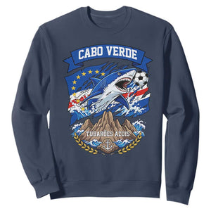 Cabo Verde Tubarões Azuis Soccer Pride Sweatshirt Cape Verde Blue Sharks Football Fans TS02 Navy Print Your Wear