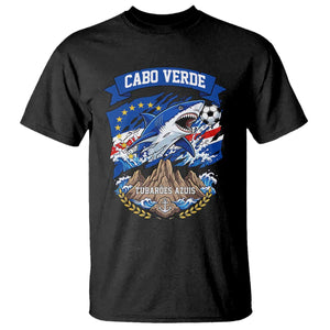 Cabo Verde Tubarões Azuis Soccer Pride T Shirt Cape Verde Blue Sharks Football Fans TS02 Black Print Your Wear