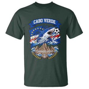 Cabo Verde Tubarões Azuis Soccer Pride T Shirt Cape Verde Blue Sharks Football Fans TS02 Dark Forest Green Print Your Wear
