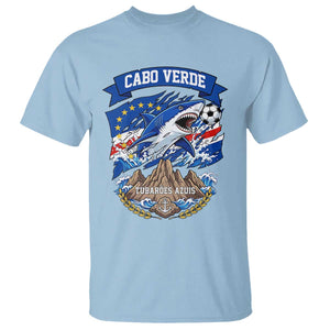 Cabo Verde Tubarões Azuis Soccer Pride T Shirt Cape Verde Blue Sharks Football Fans TS02 Light Blue Print Your Wear