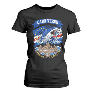 Cabo Verde Tubarões Azuis Soccer Pride T Shirt For Women Cape Verde Blue Sharks Football Fans TS02 Black Print Your Wear