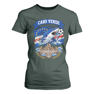 Cabo Verde Tubarões Azuis Soccer Pride T Shirt For Women Cape Verde Blue Sharks Football Fans TS02 Dark Forest Green Print Your Wear