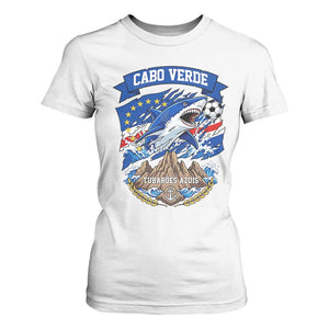 Cabo Verde Tubarões Azuis Soccer Pride T Shirt For Women Cape Verde Blue Sharks Football Fans TS02 White Print Your Wear