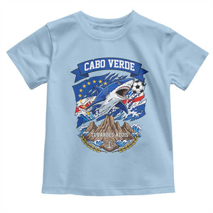 Cabo Verde Tubarões Azuis Soccer Pride Toddler T Shirt Cape Verde Blue Sharks Football Fans TS02 Light Blue Print Your Wear