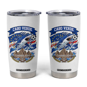 Cabo Verde Tubarões Azuis Soccer Pride Tumbler Cup Cape Verde Blue Sharks Football Fans TS02 White Print Your Wear