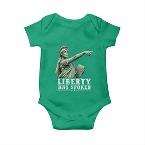 Liberty Has Spoken Pointing Statue Parody Baby Onesie Funny Sarcastic Basketball Sports Viral Meme Americana TS02 Irish Green Print Your Wear