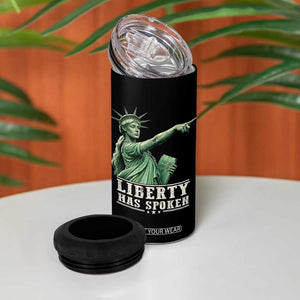 Liberty Has Spoken Pointing Statue Parody 4 in 1 Can Cooler Tumbler Funny Sarcastic Basketball Sports Viral Meme Americana TS02 Print Your Wear