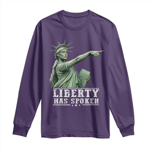 Liberty Has Spoken Pointing Statue Parody Long Sleeve Shirt Funny Sarcastic Basketball Sports Viral Meme Americana TS02 Purple Print Your Wear