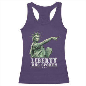 Liberty Has Spoken Pointing Statue Parody Racerback Tank Top Funny Sarcastic Basketball Sports Viral Meme Americana TS02 Purple Print Your Wear