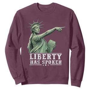 Liberty Has Spoken Pointing Statue Parody Sweatshirt Funny Sarcastic Basketball Sports Viral Meme Americana TS02 Maroon Print Your Wear