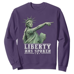 Liberty Has Spoken Pointing Statue Parody Sweatshirt Funny Sarcastic Basketball Sports Viral Meme Americana TS02 Purple Print Your Wear