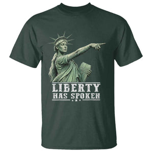 Liberty Has Spoken Pointing Statue Parody T Shirt Funny Sarcastic Basketball Sports Viral Meme Americana TS02 Dark Forest Green Print Your Wear