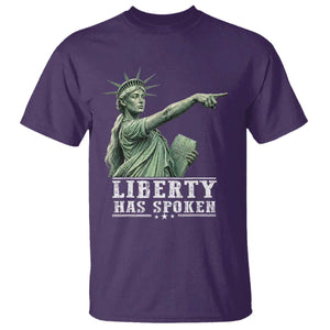 Liberty Has Spoken Pointing Statue Parody T Shirt Funny Sarcastic Basketball Sports Viral Meme Americana TS02 Purple Print Your Wear