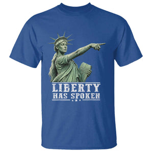 Liberty Has Spoken Pointing Statue Parody T Shirt Funny Sarcastic Basketball Sports Viral Meme Americana TS02 Royal Blue Print Your Wear