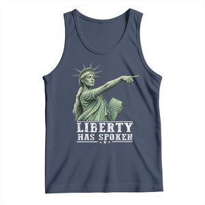 Liberty Has Spoken Pointing Statue Parody Tank Top Funny Sarcastic Basketball Sports Viral Meme Americana TS02 Navy Print Your Wear