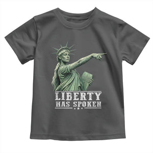 Liberty Has Spoken Pointing Statue Parody Toddler T Shirt Funny Sarcastic Basketball Sports Viral Meme Americana TS02 Dark Heather Print Your Wear