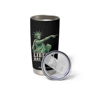 Liberty Has Spoken Pointing Statue Parody Tumbler Cup Funny Sarcastic Basketball Sports Viral Meme Americana TS02 Print Your Wear