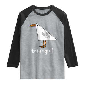 Triangull Funny Triangle Seagull Meme Raglan Shirt Geometry Bird Pun Minimalist Coastal Graphic