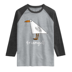 Triangull Funny Triangle Seagull Meme Raglan Shirt Geometry Bird Pun Minimalist Coastal Graphic