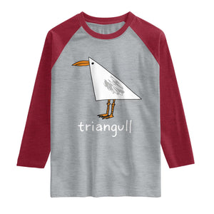 Triangull Funny Triangle Seagull Meme Raglan Shirt Geometry Bird Pun Minimalist Coastal Graphic