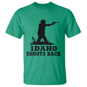 Idaho Shoots Back Minimalist Gunslinger Silhouette State Pride Graphic T Shirt