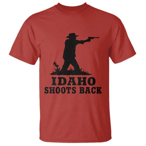 Idaho Shoots Back Minimalist Gunslinger Silhouette State Pride Graphic T Shirt