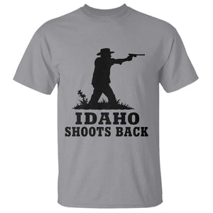 Idaho Shoots Back Minimalist Gunslinger Silhouette State Pride Graphic T Shirt
