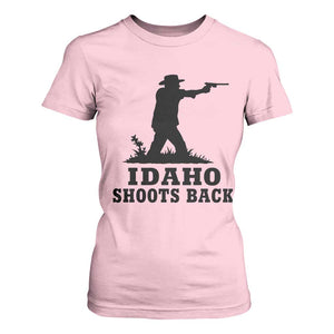 Idaho Shoots Back Minimalist Gunslinger Silhouette State Pride Graphic T Shirt For Women