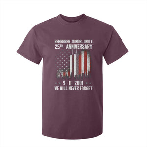Remember Honor Unite 9 11 Memorial 25th Anniversary T Shirt For Kid We Will Never Forget Patriotic American Flag