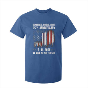Remember Honor Unite 9 11 Memorial 25th Anniversary T Shirt For Kid We Will Never Forget Patriotic American Flag