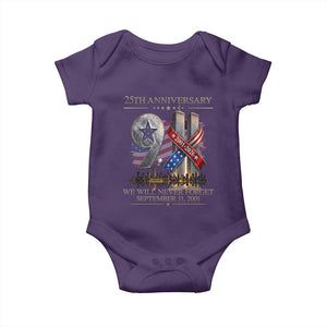 We Will Never Forget 9 11 Memorial 25th Anniversary Baby Onesie Patriotic American Flag Ribbon