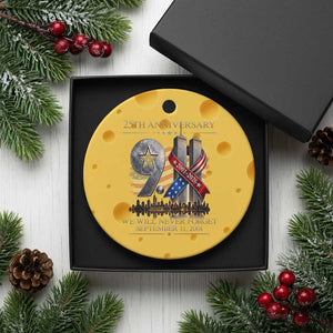We Will Never Forget 9 11 Memorial 25th Anniversary Ceramic Ornament Patriotic American Flag Ribbon