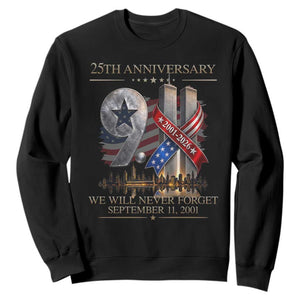We Will Never Forget 9 11 Memorial 25th Anniversary Sweatshirt Patriotic American Flag Ribbon
