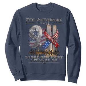 We Will Never Forget 9 11 Memorial 25th Anniversary Sweatshirt Patriotic American Flag Ribbon