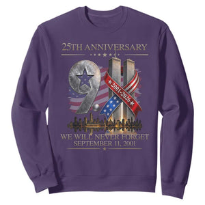 We Will Never Forget 9 11 Memorial 25th Anniversary Sweatshirt Patriotic American Flag Ribbon