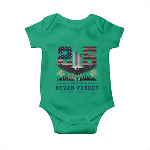Patriotic Soaring Bald Eagle 9 11 Memorial 25th Anniversary Baby Onesie 25 Years 2021 2026 Never Forget