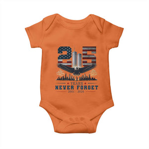 Patriotic Soaring Bald Eagle 9 11 Memorial 25th Anniversary Baby Onesie 25 Years 2021 2026 Never Forget
