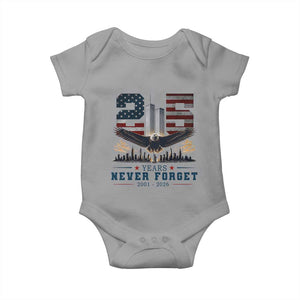 Patriotic Soaring Bald Eagle 9 11 Memorial 25th Anniversary Baby Onesie 25 Years 2021 2026 Never Forget