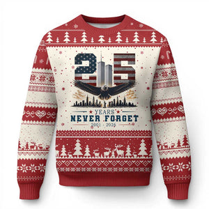 Patriotic Soaring Bald Eagle 9 11 Memorial 25th Anniversary Ugly Christmas Sweater 25 Years 2021 2026 Never Forget