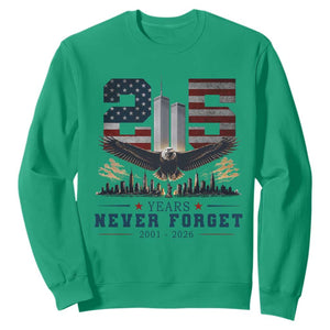 Patriotic Soaring Bald Eagle 9 11 Memorial 25th Anniversary Sweatshirt 25 Years 2021 2026 Never Forget