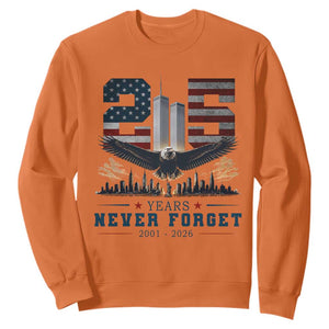 Patriotic Soaring Bald Eagle 9 11 Memorial 25th Anniversary Sweatshirt 25 Years 2021 2026 Never Forget