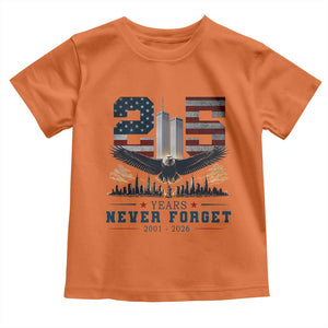 Patriotic Soaring Bald Eagle 9 11 Memorial 25th Anniversary Toddler T Shirt 25 Years 2021 2026 Never Forget