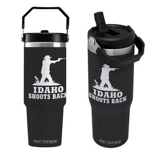 Idaho Shoots Back Cowboy Gunslinger Silhouette Patriotic Graphic Flip Straw Tumbler