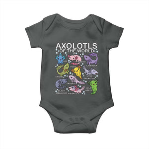 Kawaii Axolotl Baby Onesie Axolotls of the World Animals Aquarium Species TS02 Dark Heather Print Your Wear