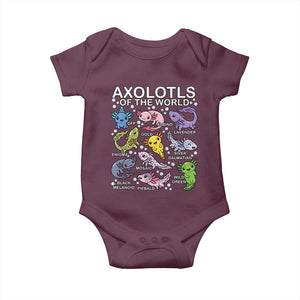 Kawaii Axolotl Baby Onesie Axolotls of the World Animals Aquarium Species TS02 Maroon Print Your Wear