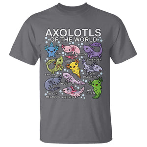 Kawaii Axolotl T Shirt Axolotls of the World Animals Aquarium Species TS02 Charcoal Print Your Wear