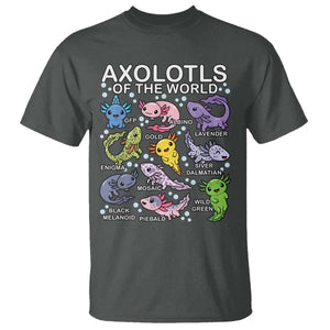 Kawaii Axolotl T Shirt Axolotls of the World Animals Aquarium Species TS02 Dark Heather Print Your Wear